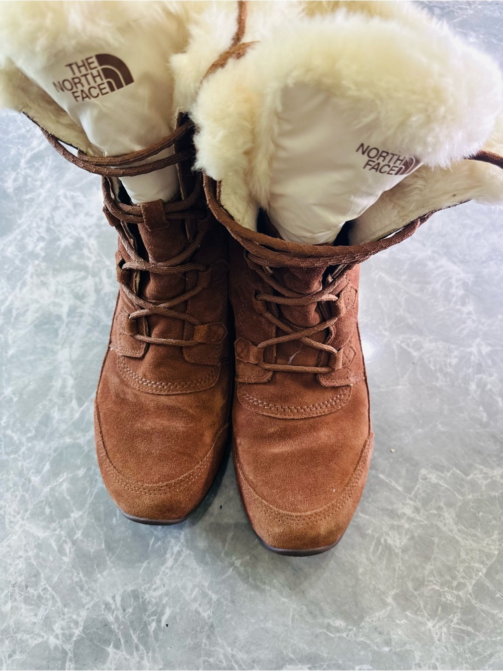 North Face Women's Nuptse Purna II Brown Waterproof Suede Winter Boots Size 10